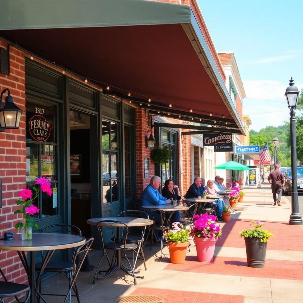 Outdoor sidewalk café in downtown Wytheville