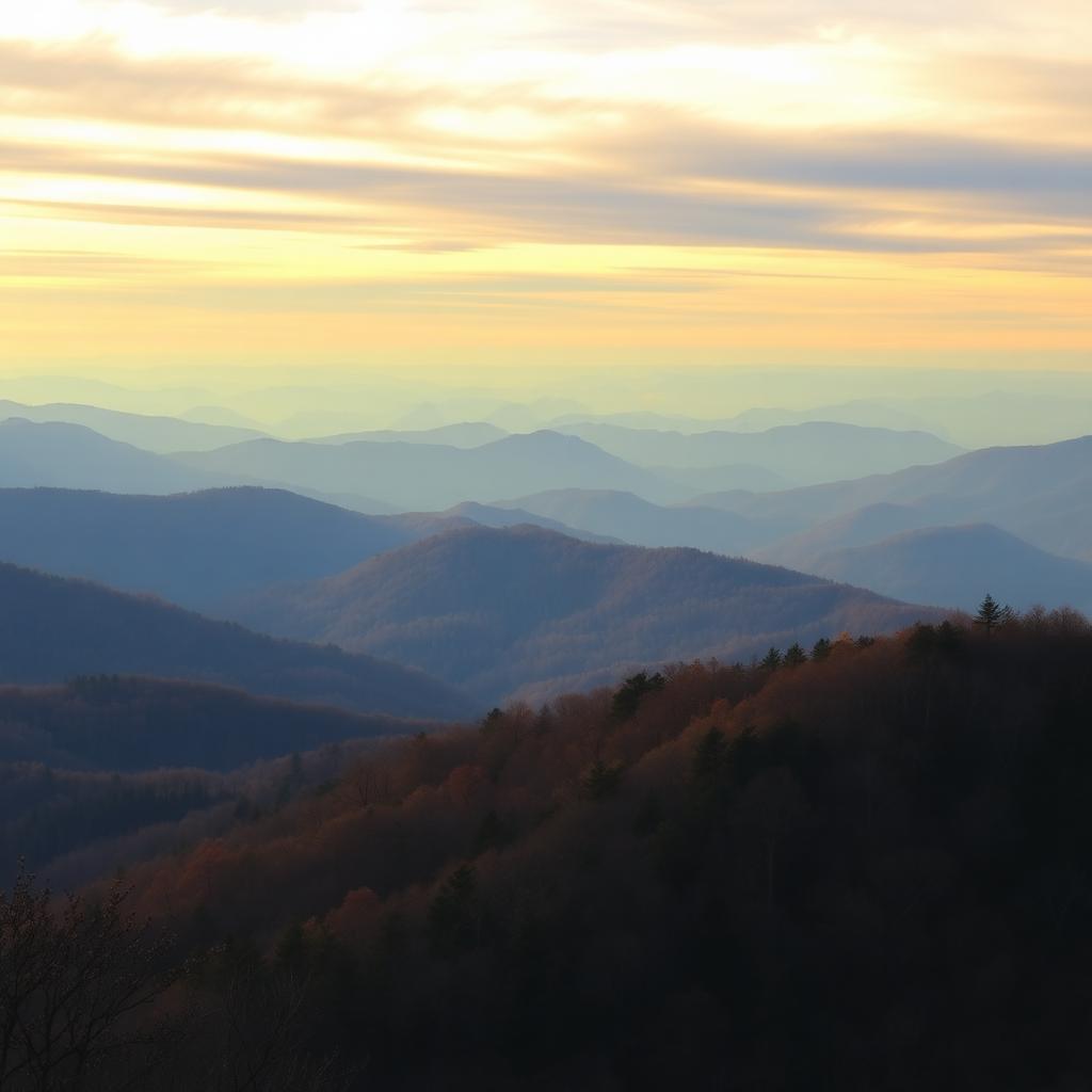 Blue Ridge mountain overlook near Wytheville at golden hour